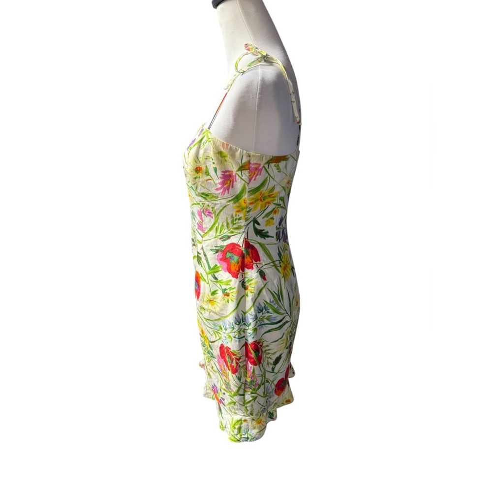 Vintage David Meister Spring Floral Ruffle Hem Sun Mini Dress Spaghetti Strap 6 - Picture 4 of 12